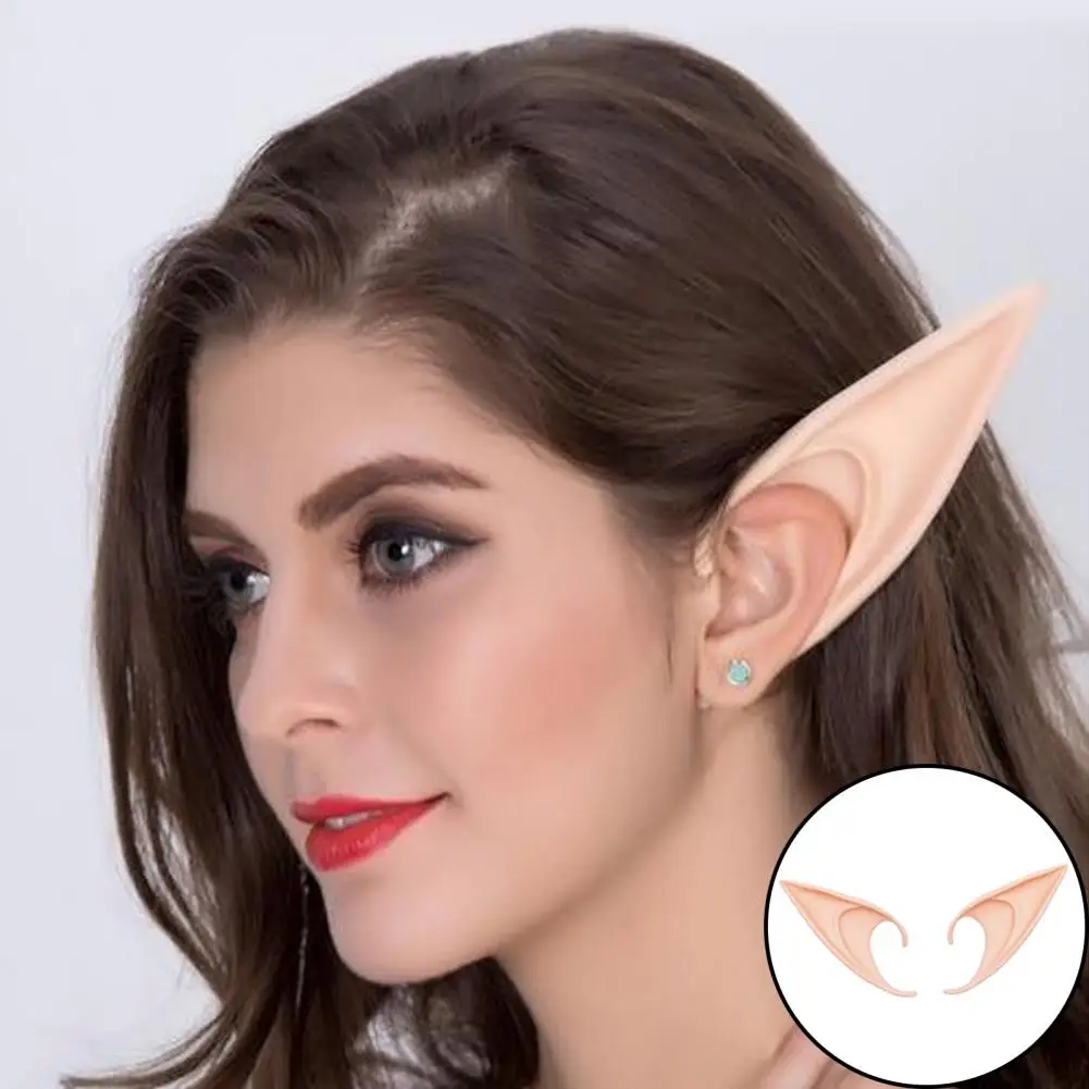 Halloween Elf Makeup Ear Props 2pcs Realistic Elf Ears Halloween Makeup Props Fairy Costume Accessories Goblin for Parties