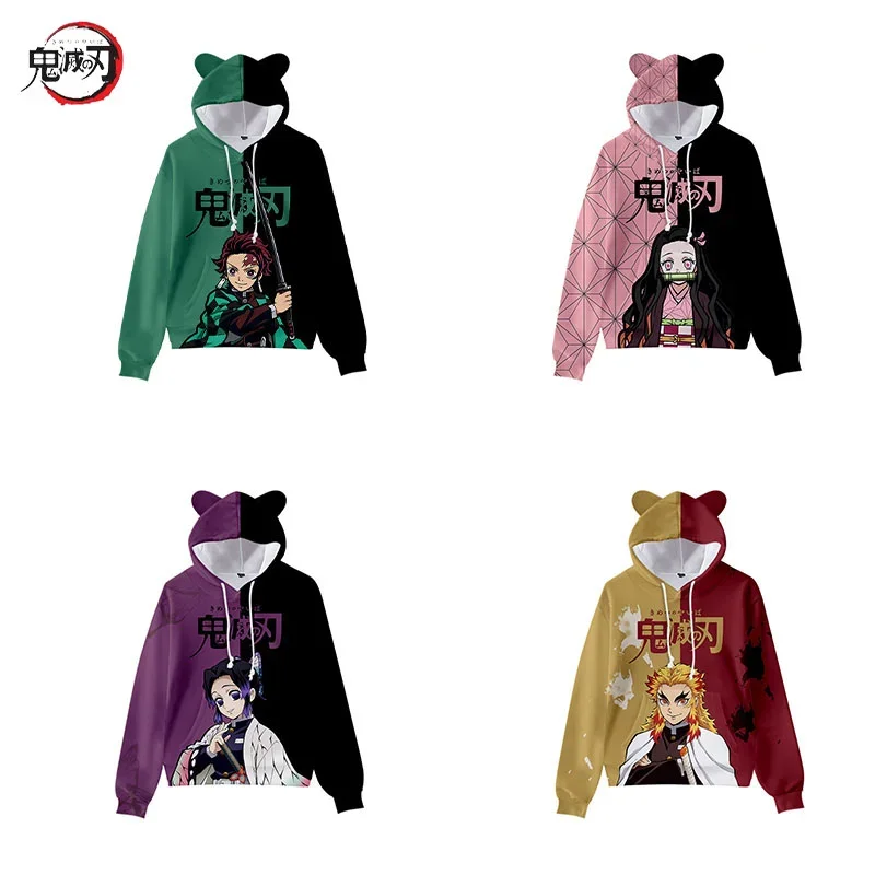 

Аниме Demons Slayers пуловер с 3D принтом милые толстовки с кошачьими ушками для мужчин и женщин толстовка с героями мультфильмов косплей костюм толстовка с капюшоном подарок