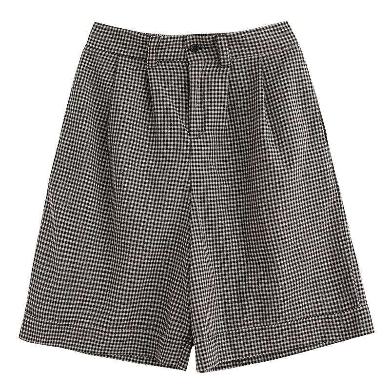

plus Size Women's Faionable Loose Summer Outfit Cotton Linen T-irt Casual Plaid Wide Leg Pants Two Piece Set