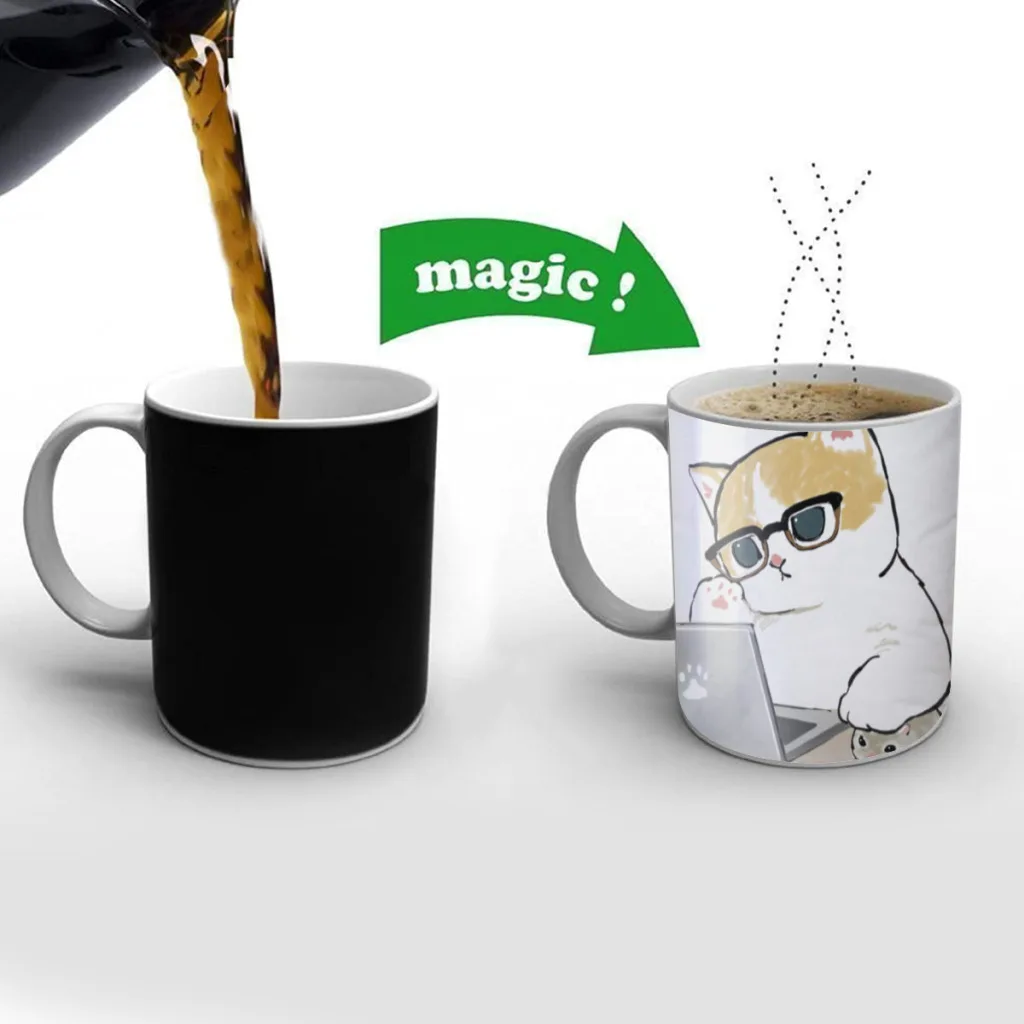 Cute-and-funny-cat-hamster-Free shipping Mug Changing Color Ceramic Coffee Mugs Magic Tea Cup Best Gift