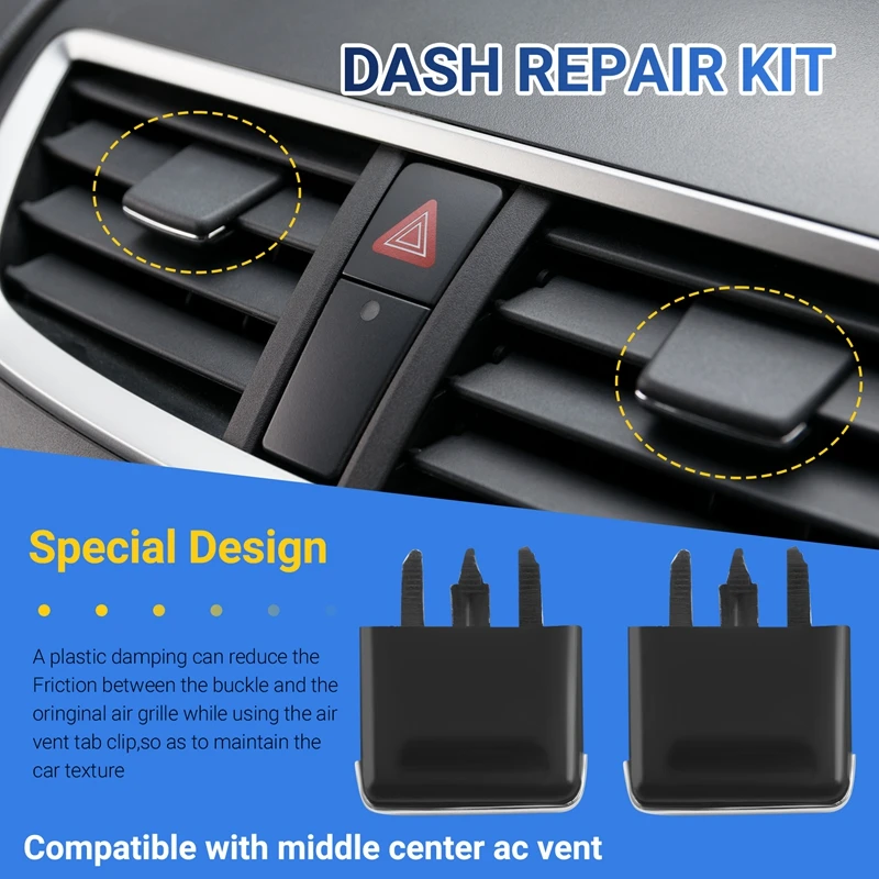 2X Front Center Side Air Vent Outlet Tab Clips, AC Vent Adjustment Buckle Repair Kit For Toyota Corolla 2009-2013