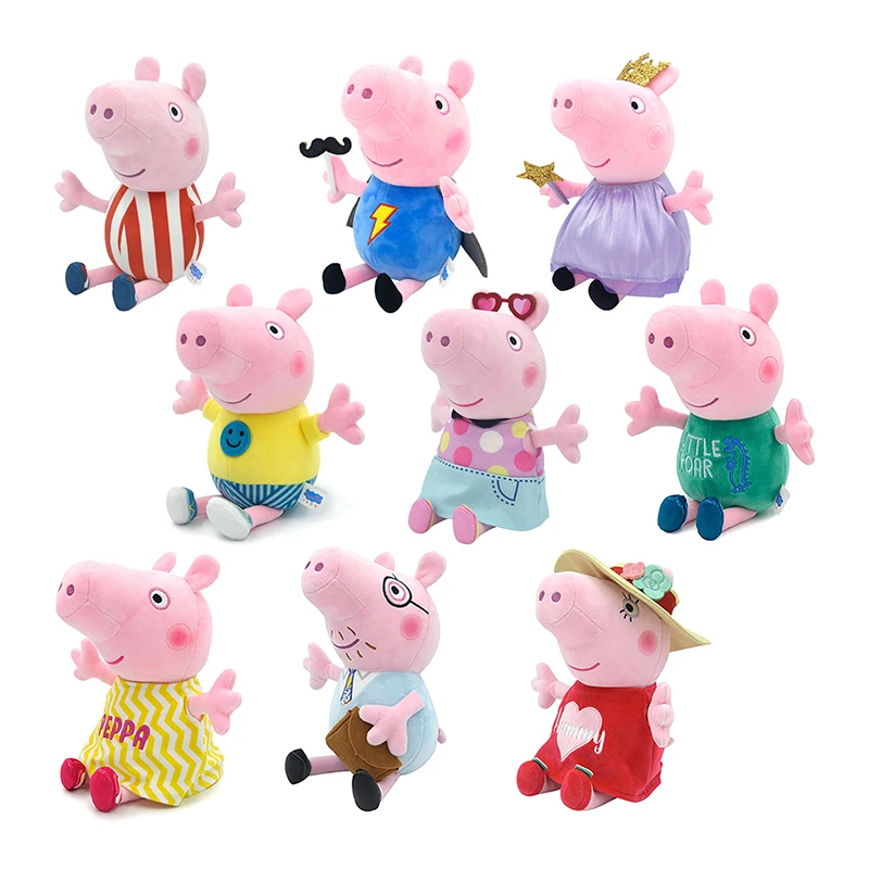 Peppa Pig 30CM Plush Stuffed PP Cotton New Clothing Doll Pig Mom And Dad Model Children's Toys Anime Figure George Birthday Gift