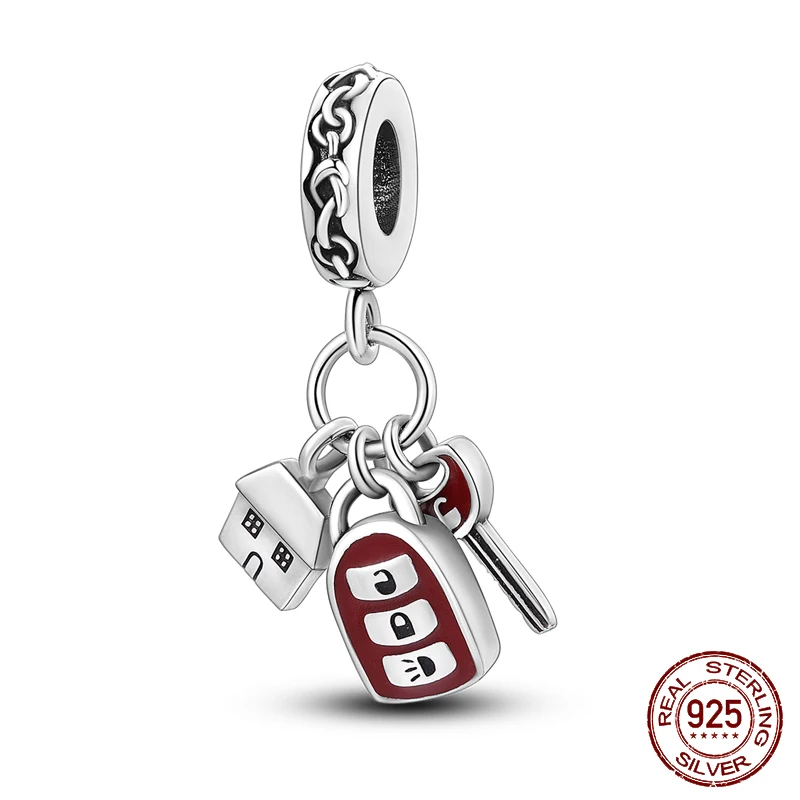 Fashion 100% 925 Silver Red Motorcycle Sports Car SUV Bus Charms Beads For Women Fit DIY Pan Bracelets Party Birthday Jewelry