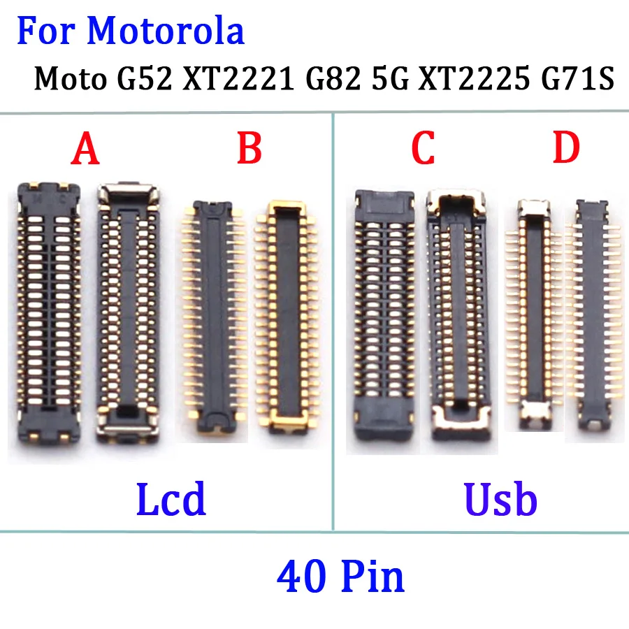 

10Pcs Charging Usb Charger LCD Display Screen Flex FPC Connector Plug For Motorola Moto G52 XT2221 G82 5G XT2225 G71S 40 Pin