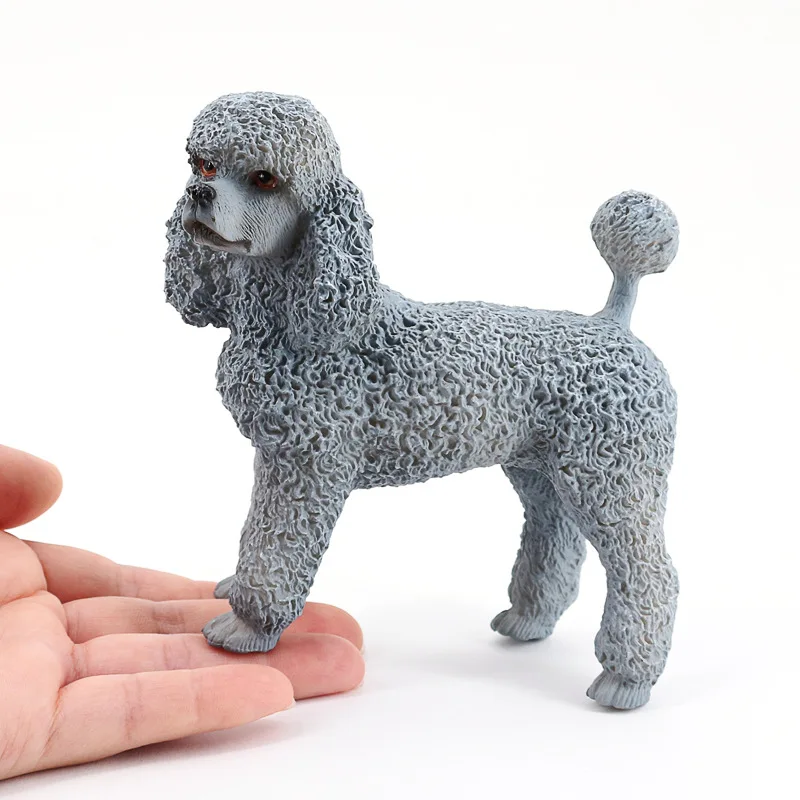 New Simulation Poodle Dog Animal Resin Action Figures Home Desktop Decoration Children Birthday Christmas Gift Doll Kids Toys