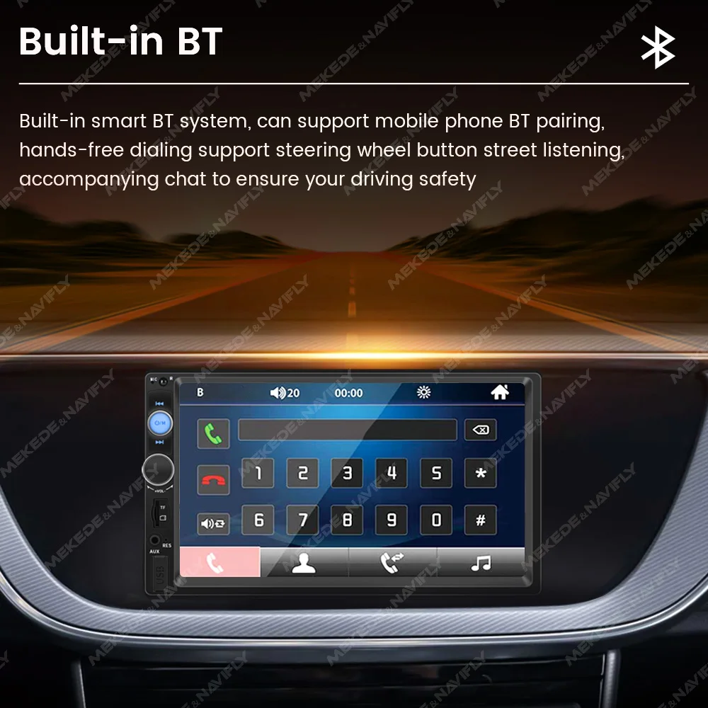 Navifly العالمي 7 بوصة راديو السيارة ستيريو شاشة تعمل باللمس Carplay MP5 الذكية الوسائط المتعددة مشغل فيديو كاميرا الرؤية الخلفية AUX Autoradio