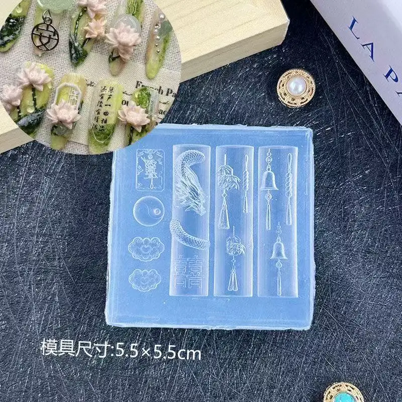 1 szt. Miedziana forma do paznokci w kształcie dzwonka z motywem westernowym, forma akrylowa 3D do paznokci, forma do ręcznego grawerowania, dekoracje do paznokci, silikonowa forma do zdobienia paznokci