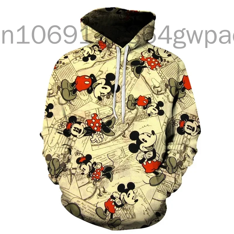 Disney Cartoon Minnie Mickey Mouse 3D Hoodie Sweatshirts Men Women Boys Girls Pullover Harajuku Streetwear Pocket Hoodies