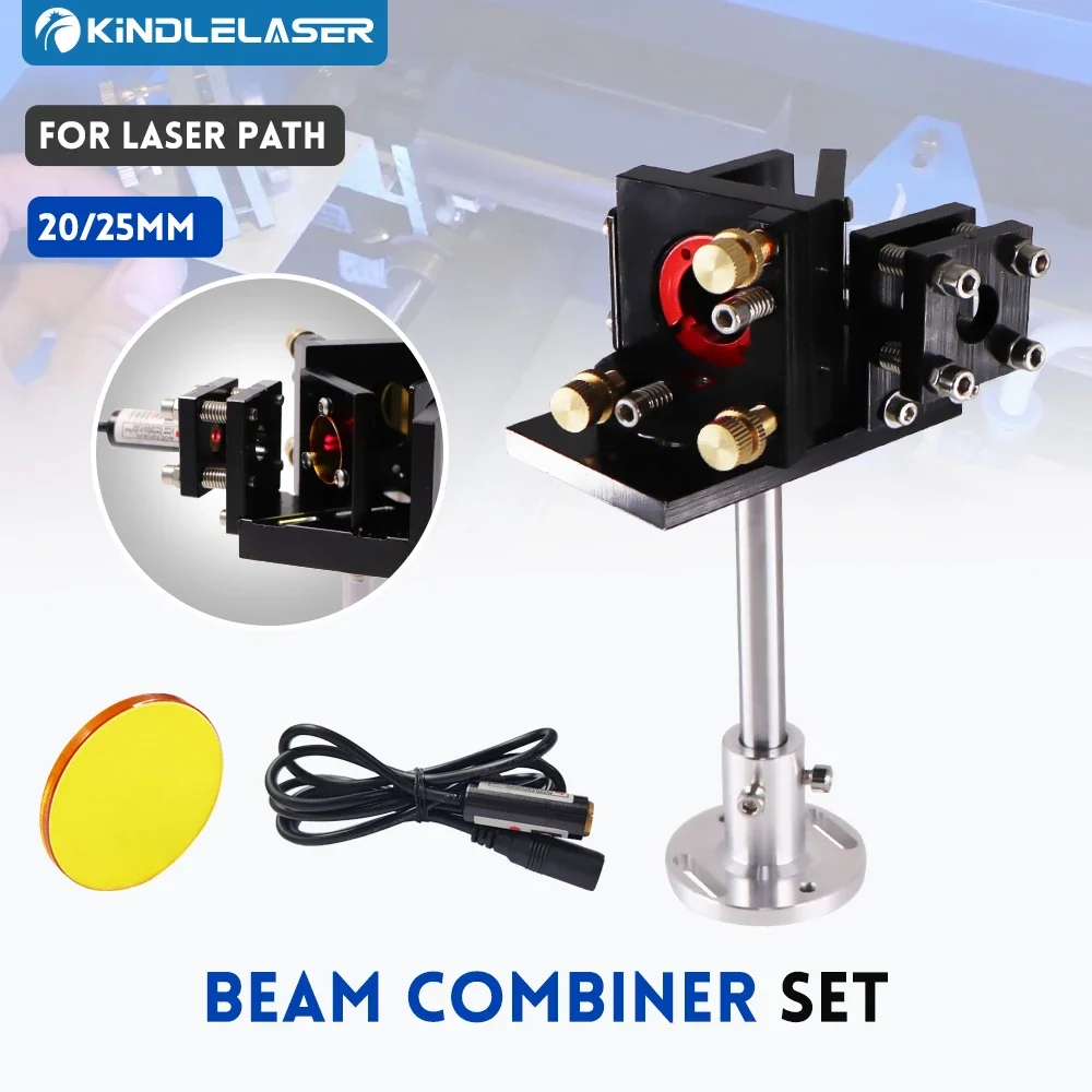 KINDLELASER Beam Combiner Set D20/25mm CVD ZnSe Beam Combiner + Mount + Laser Pointer for CO2 Laser Engraving Cutting Machine