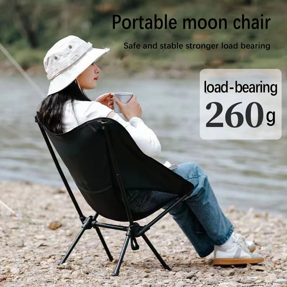 Outdoor Folding Chair Portable Camping Chair Moon Chair Kermit Recliner Back Stool Picnic Fishing Mazar