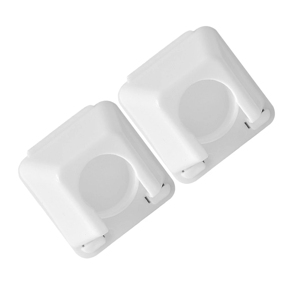 

2 Pcs Adhesive Hook Pole Rest Towel Holder Supports Plastic Curtain Rod Rail Brackets
