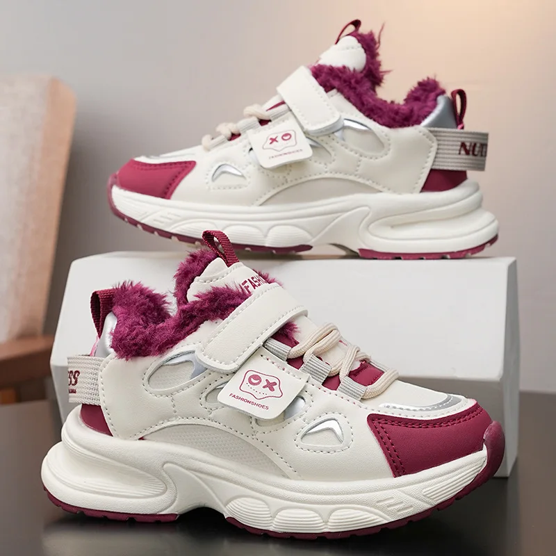 

Спортивная обувь из хлопка, зима 2025 года, теплая флисовая обувь, детская повседневная хлопковая обувь из большого хлопка, легкая обувь для девочек