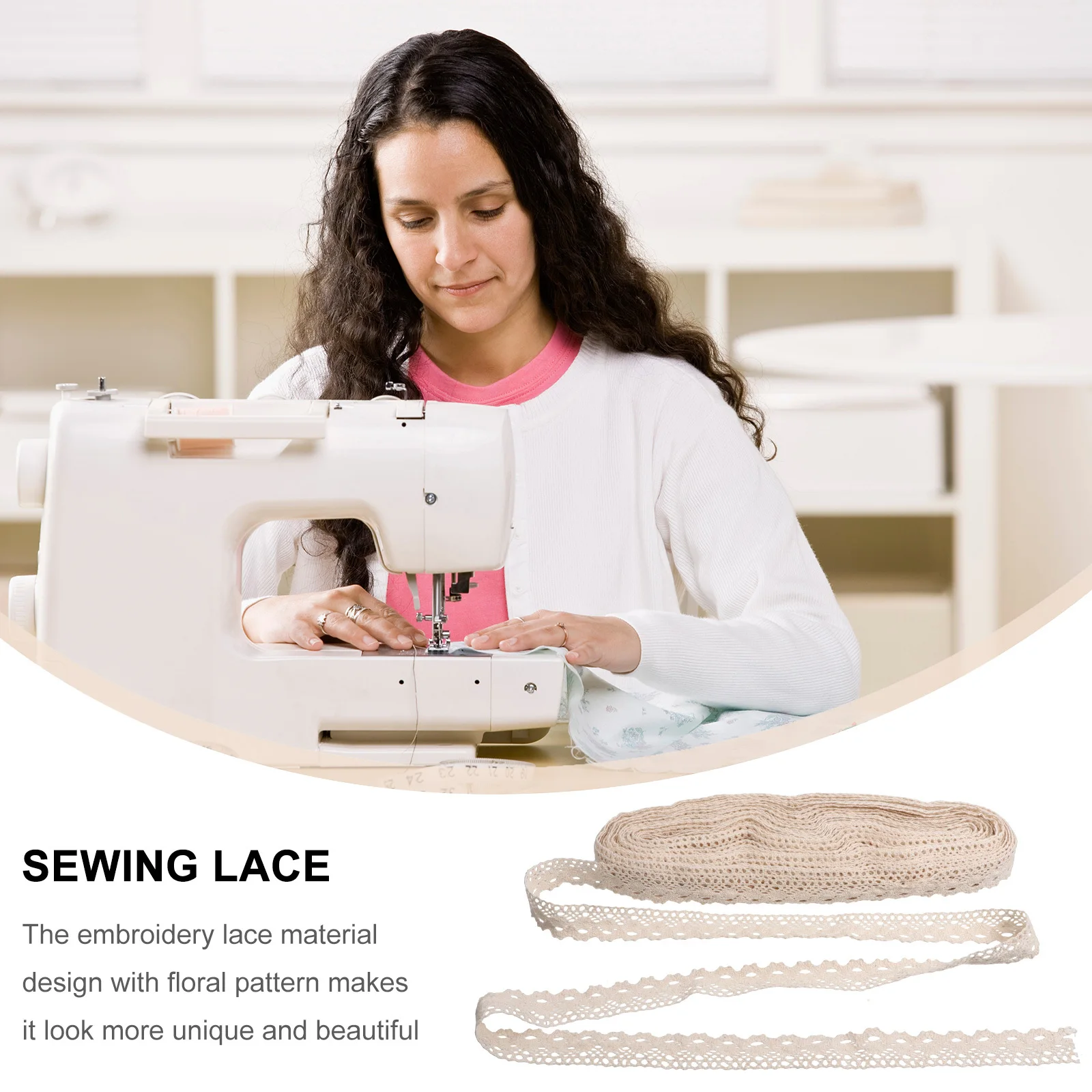 

25 Yards Cotton Lace Trim Ribbon Roll Embroidery Lace Floral Design for DIY Craft Sewing Wedding Dress Accessories