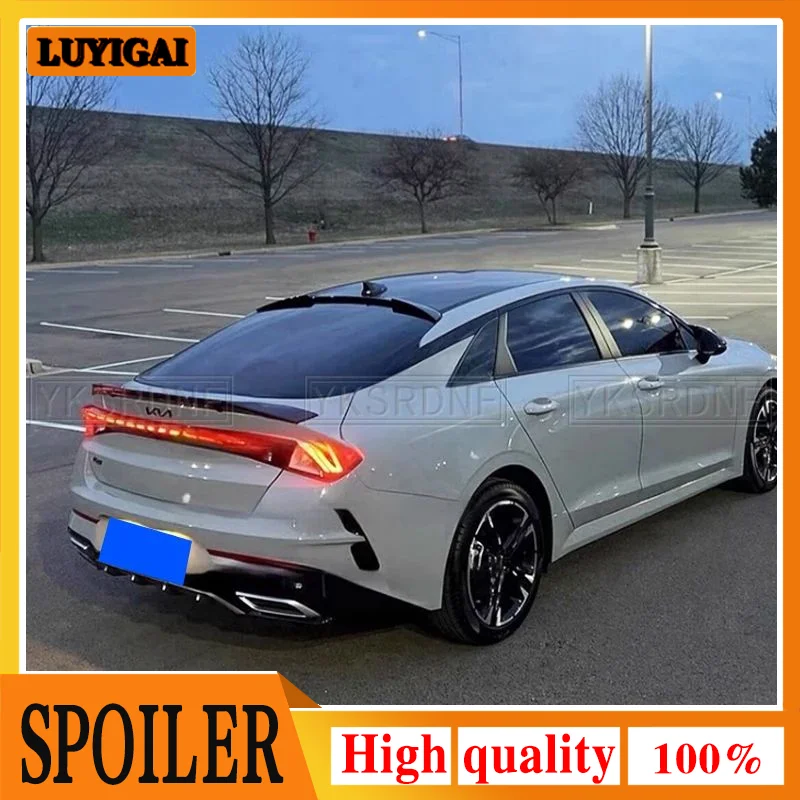 Фото Спойлер от 2020 до 2024 для KIA K5 GT Optima DL3, заднее крыло автомобиля, черный АБС-пластик, аксессуары для хвостового плавника