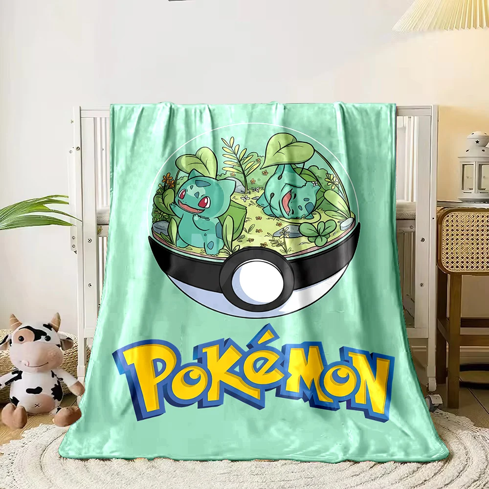 Pokemon Bulbasaur Flannel Blanket Cartoon Baby Girl Throw Soft Fluffy Blanket Plush Warm Home Sofa Decor Kid Boy Girl Gift