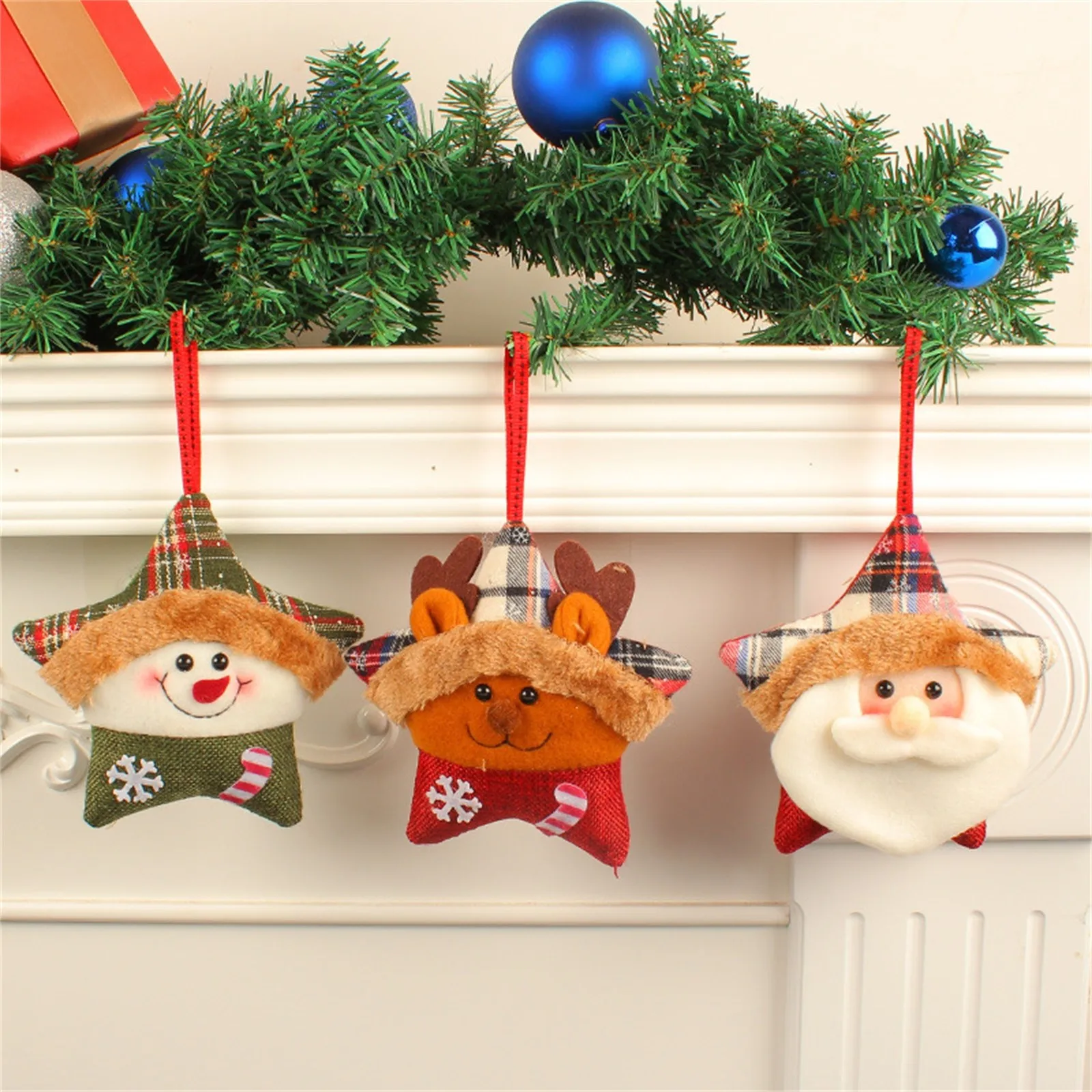 

2025 New Christmas Decoration Santaclaus Elk Christmas Tree Decorative Plush Christmas Star Figure Pendant 3d Hanging Decor