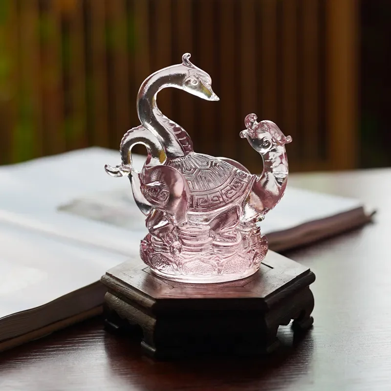 Handmade Blue Dragon Glass Ornament Ancient Four Sacred Beasts Figurine Home Decor Gift White Tiger Vermilion Bird Xuanwu