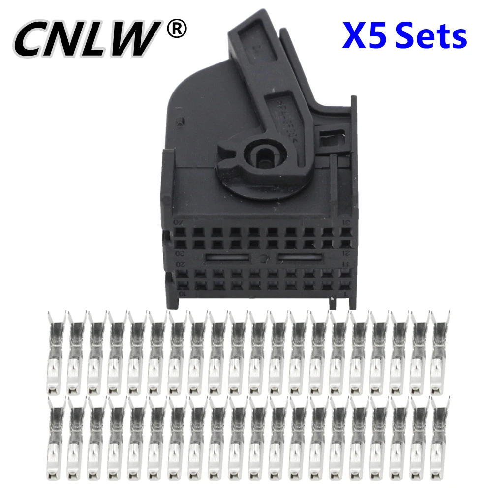 5 Sets 40 Pin Black Connector Car Harness Connector Plug with Terminal 967286-1, DJ7402-0.6-10/11/21 40P Car connector