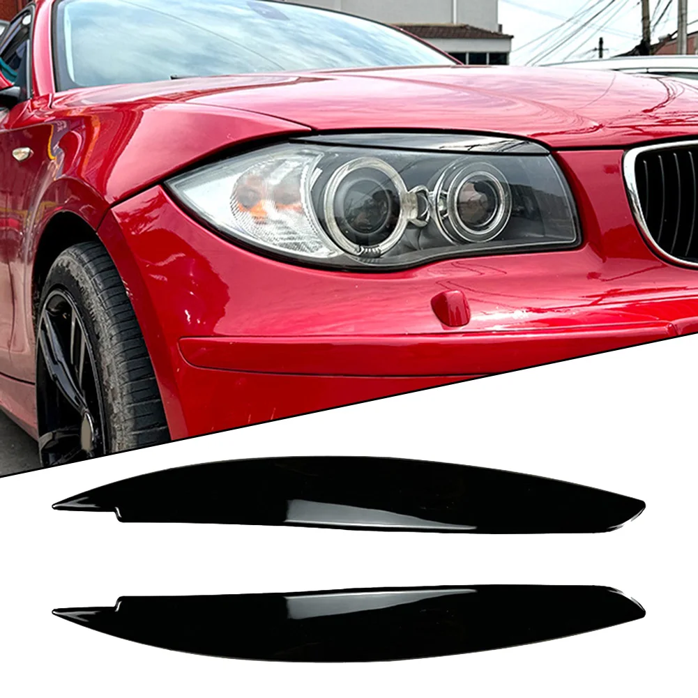 Headlight Eyebrow Car Sticker Exterior Piano Black Headlight Protection 2Pcs For BMW 1 Series E87 E88 E81 E82 2008-13