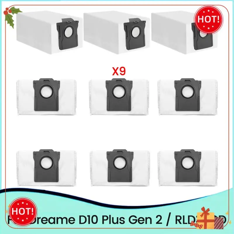 Ensemble de remplacement de sac à poussière ABLE-9PCS pour accessoires pour aspirateur Robot Dreame D10 Plus Gen 2/RLD32GD