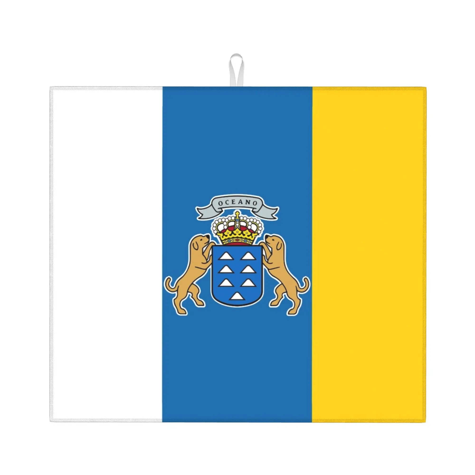 Drying Mat For Kitchen Canary Island Flag Barware Tableware Oil Proof Reusable Flag Of Spain Washable Kitchen Sink Drying Pad
