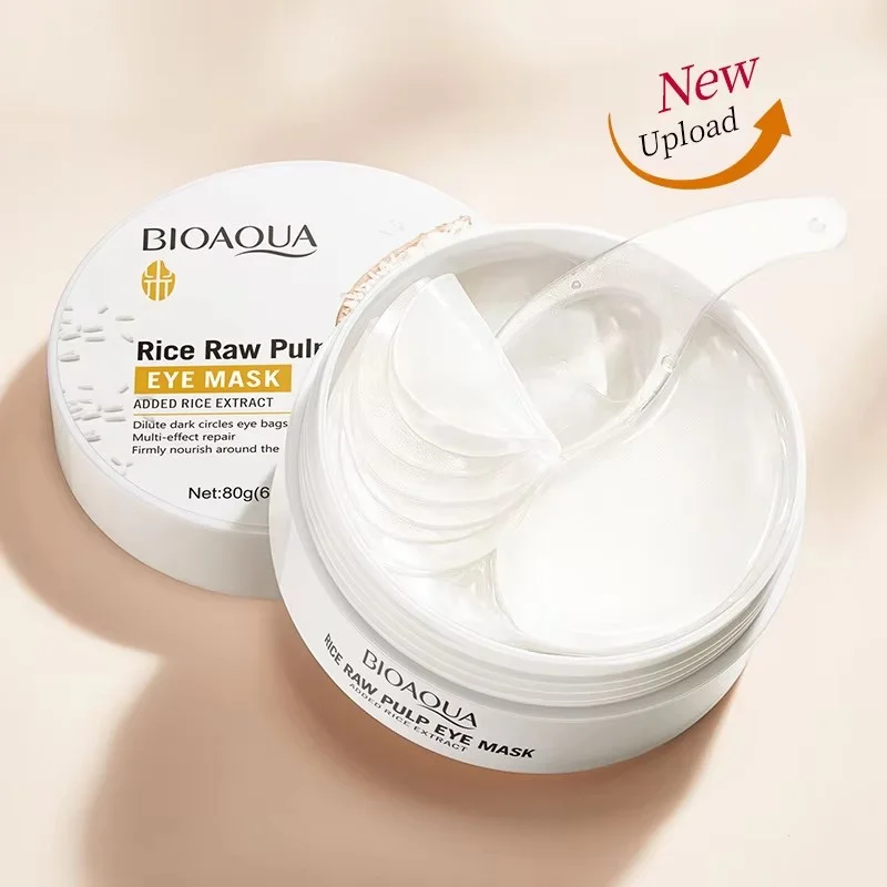 60 Pieces of Bioaqua Rice Eye Mask to Reduce Dark Circles, Remove Dark Spots, Tighten and Moisturize