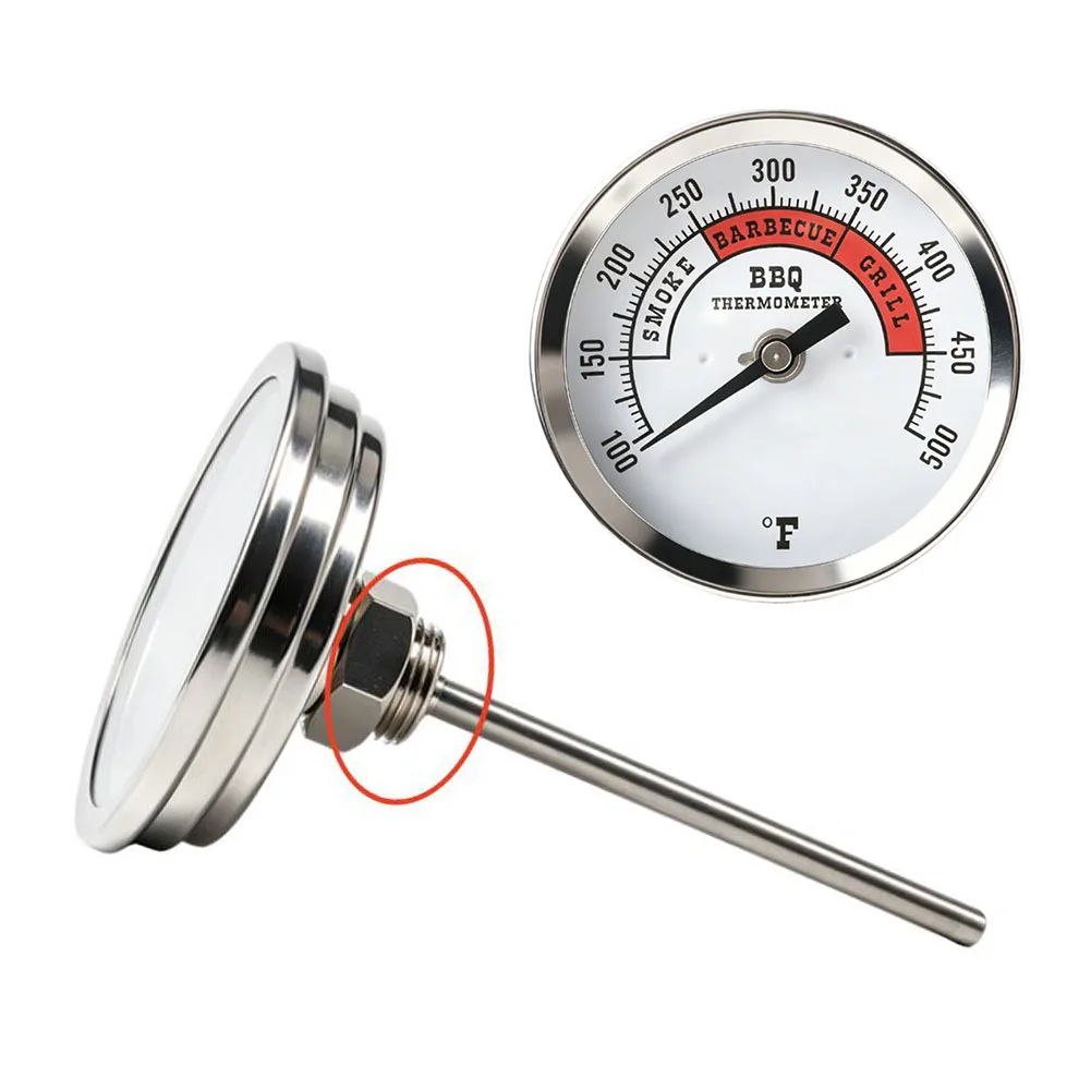 1pc 304 Stainless Steel Barbecue Thermometer Accurate 100-500°F Readings For Slow Roasting To High-heat Grilling