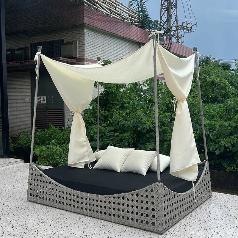 Outdoor rattan bed, balcony leisure rattan chair, outdoor courtyard bed