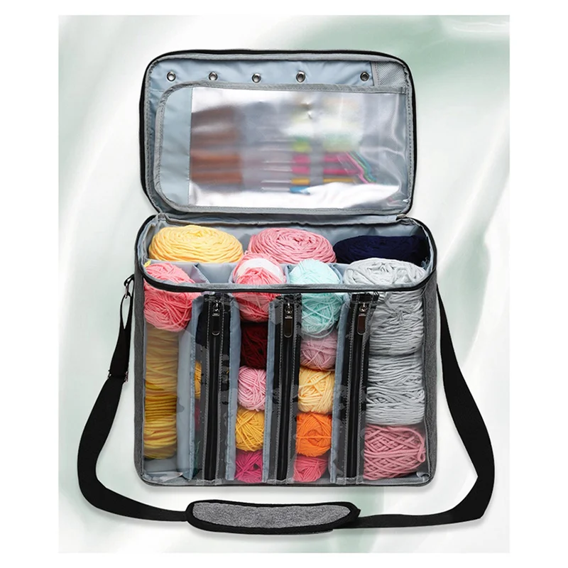 ABRT-حزمة تخزين ذات سعة كبيرة حقيبة تخزين غزل الحياكة مع أشرطة قابلة للتعديل حقيبة حمل من خيوط الكروشيه حقيبة حامل كرة الغزل #3