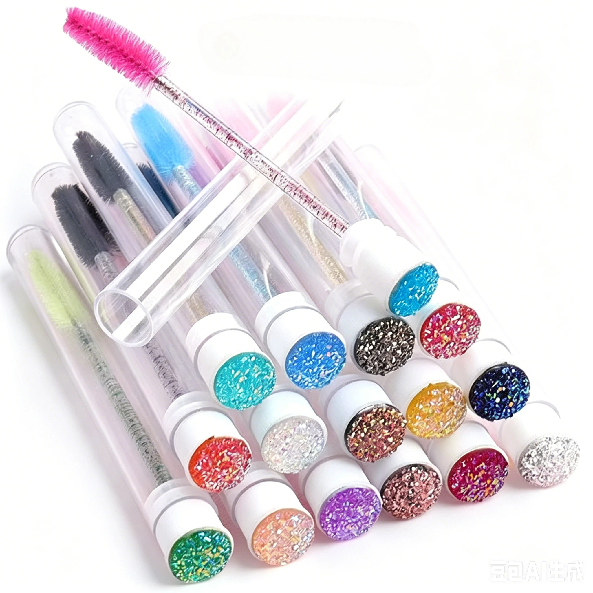 Wholesale 50Pcs Reusable Eyelash Mascara Wands in Tubes Eyebrow Applicator Dust-proof Storage Lash Tools