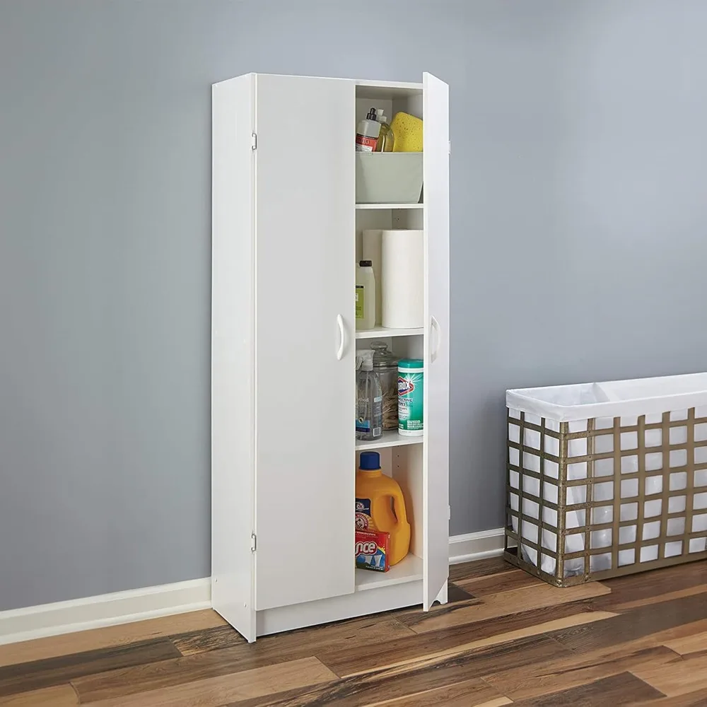 

Pantry Cabinet Cupboard with 2 Doors, Adjustable Shelves, Standing, Storage for Kitchen, Laundry or Utility Room