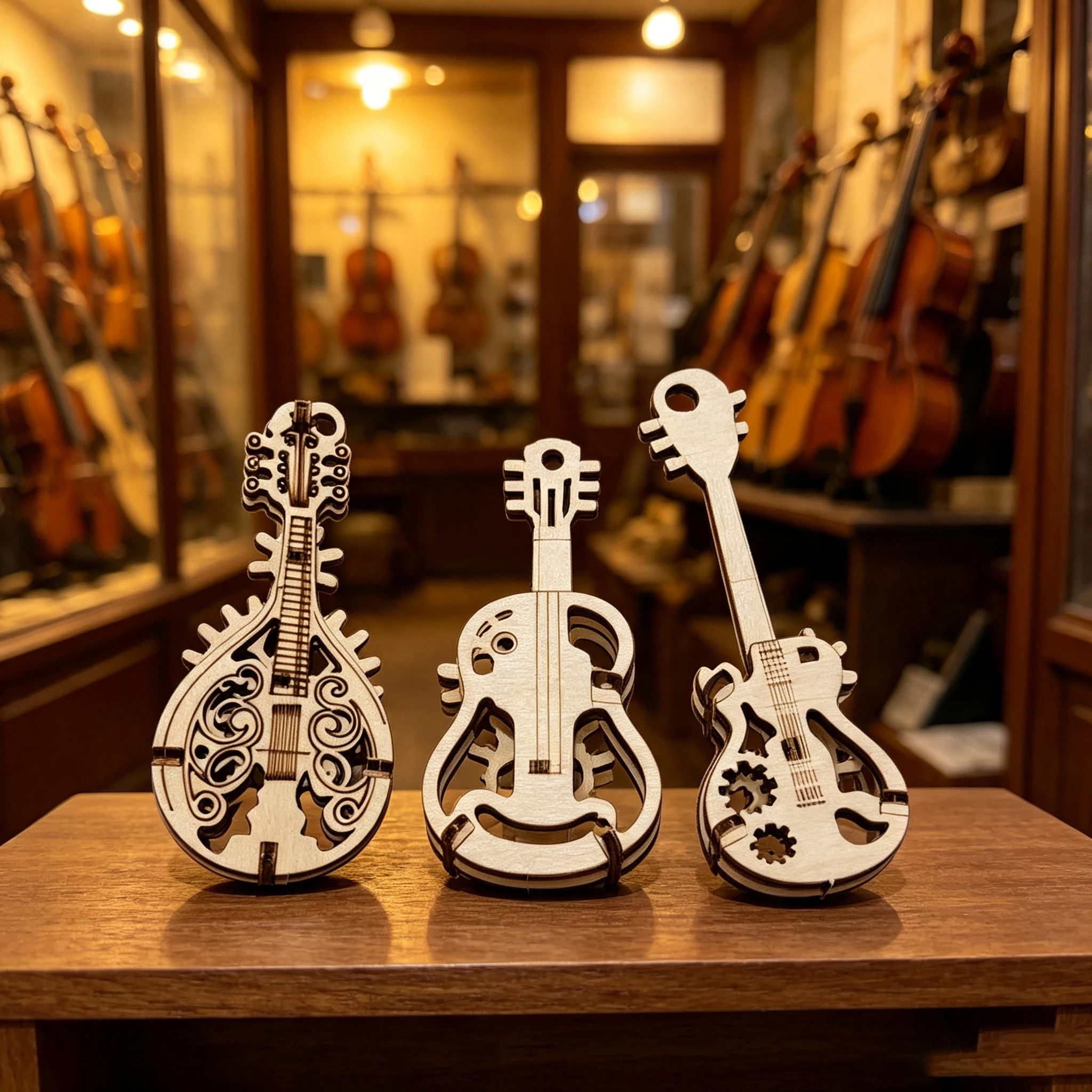 DIY 3Pcs Musical Instrument Wooden Puzzle Set