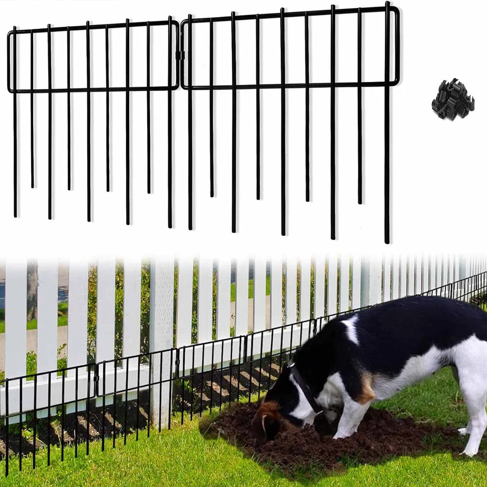 

10 упаковок барьерного забора для животных, черный стальной нержавеющий металлический садовый забор с покрытием, для собак и фототехники для наружного использования