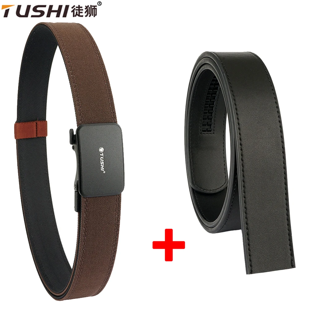 TUSHI New Hard Tactical Belt for Men Metal Automatic Buckle IPSC Gun Belt 1100D Nylon Military Belt Outdoor Sports Girdle Male