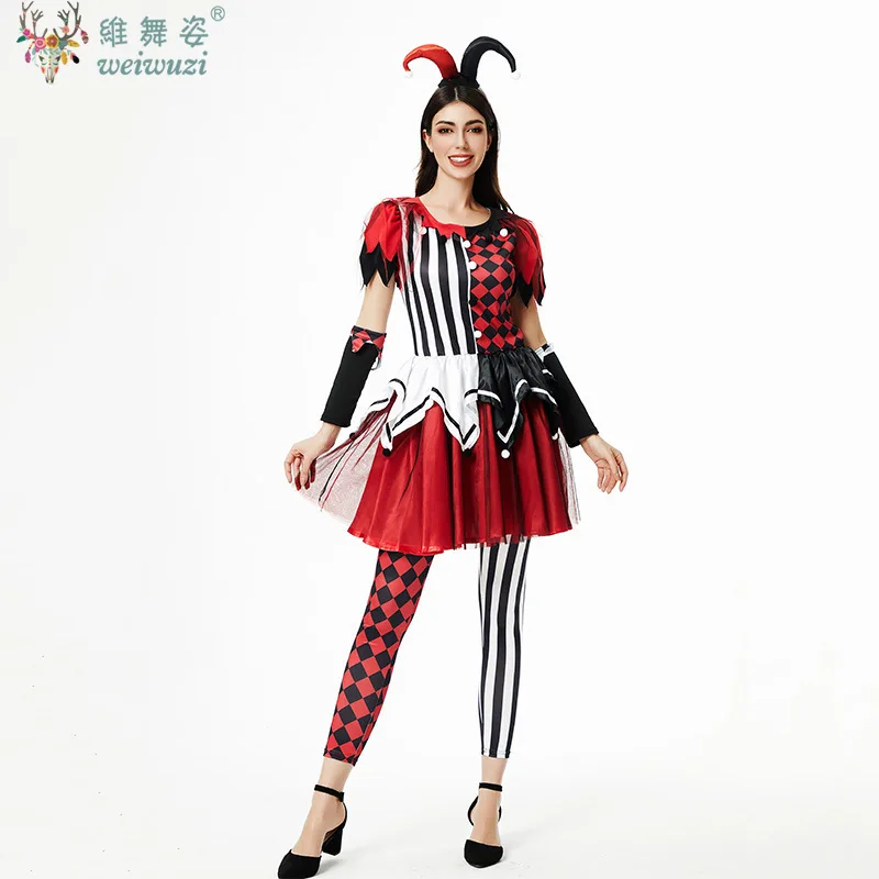 

Halloween Costume Adult Women Clown Cosplay Costume Circus Stage Perfermance Fancy Clothing Naughty Joker Anime Carnival Party