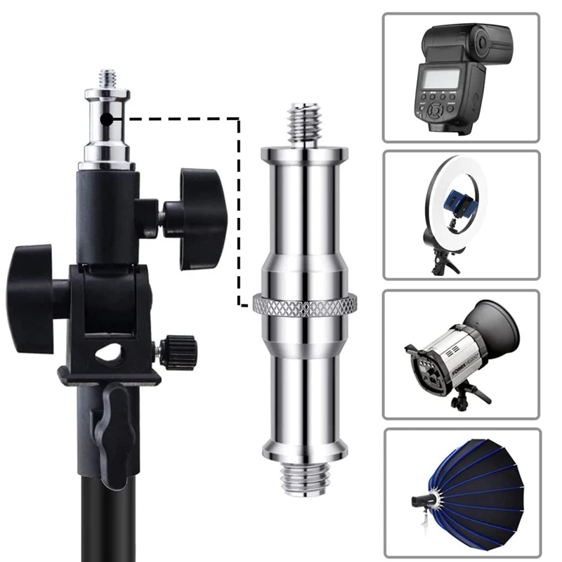 5PCS Standard 1/4 To 3/8 Inch Metal Male Convertor Threaded Screw Adapter Spigot Stud,For Studio Light Stand Camera