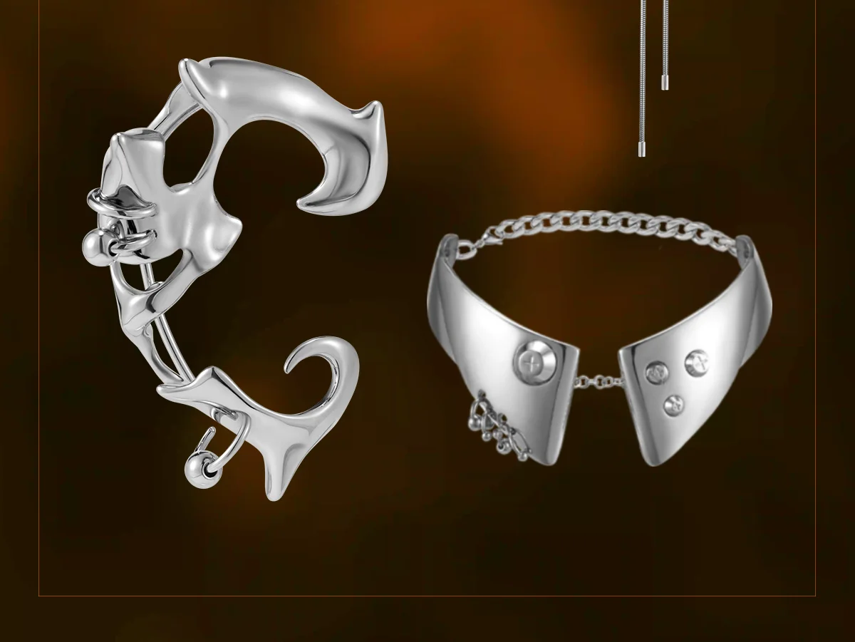 Punk Rock Biomimetic Metal Demon Ear Clip Stud Earrings For Women girls Hip Hop Ear Bones Clip Fashion Earring Jewelry