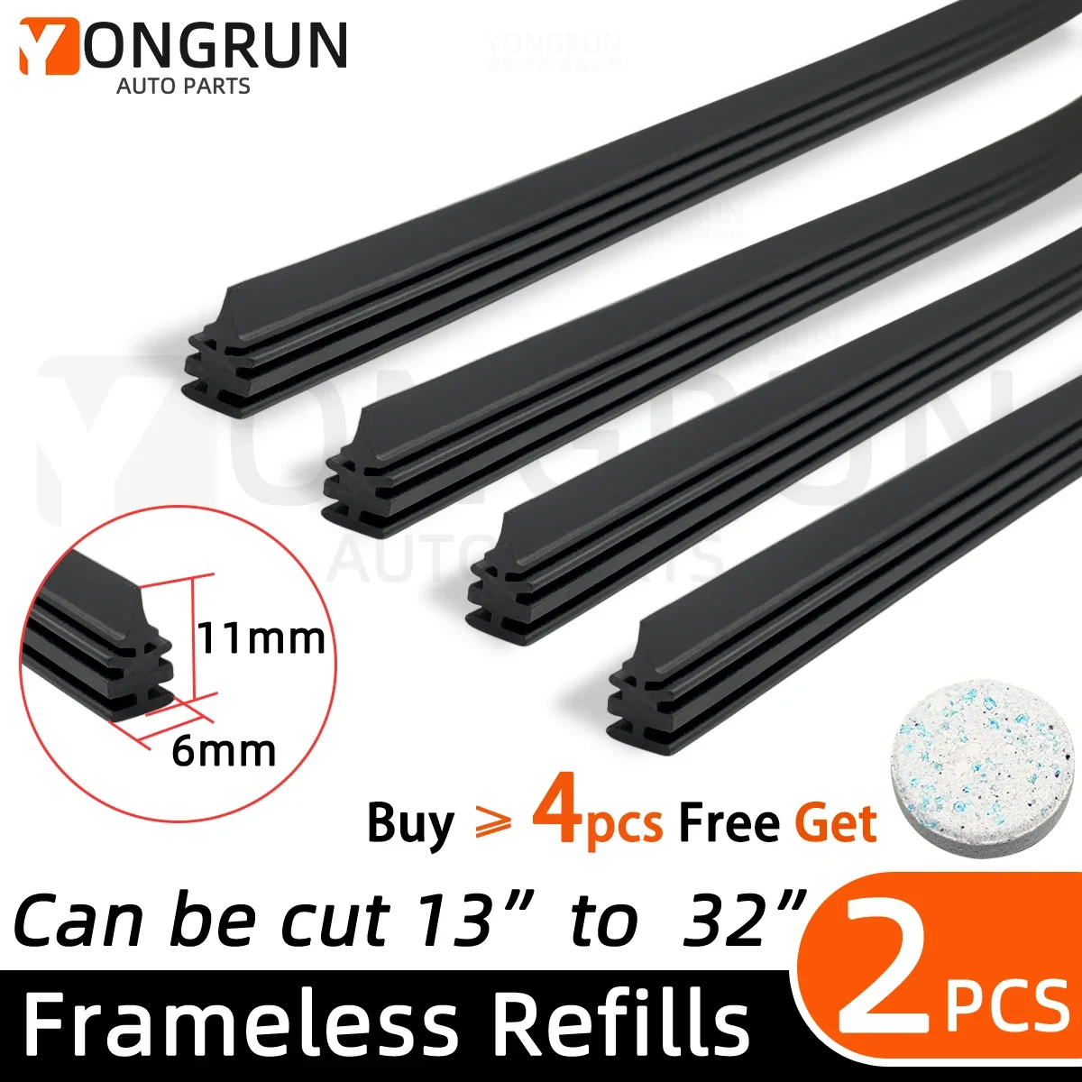 2PCS 35cm To 80cm Car Wiper Rubber Refill Blade Soft Insert Strip DIY Can Be Cut Windshield Wiper Replacement Parts  26\