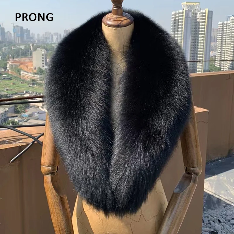 Real Fox Fur Collar For Women Men Coat Jacket Shawl Wraps Winter Warm Fur Collar Extra Large Size Neck Warmer Fur Scarf Shawls