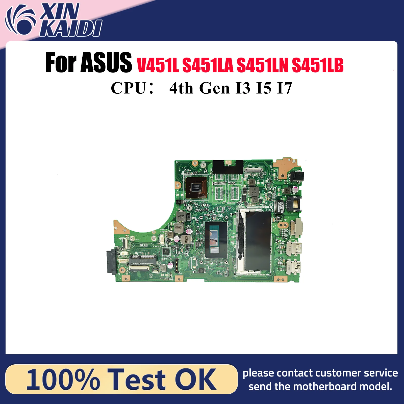 

S451LN Материнская плата для ноутбука ASUS VivoBook S451LN S451LB R451L S451LA S451L V451L K451L Материнская плата для ноутбука с процессором I3 I5 I7