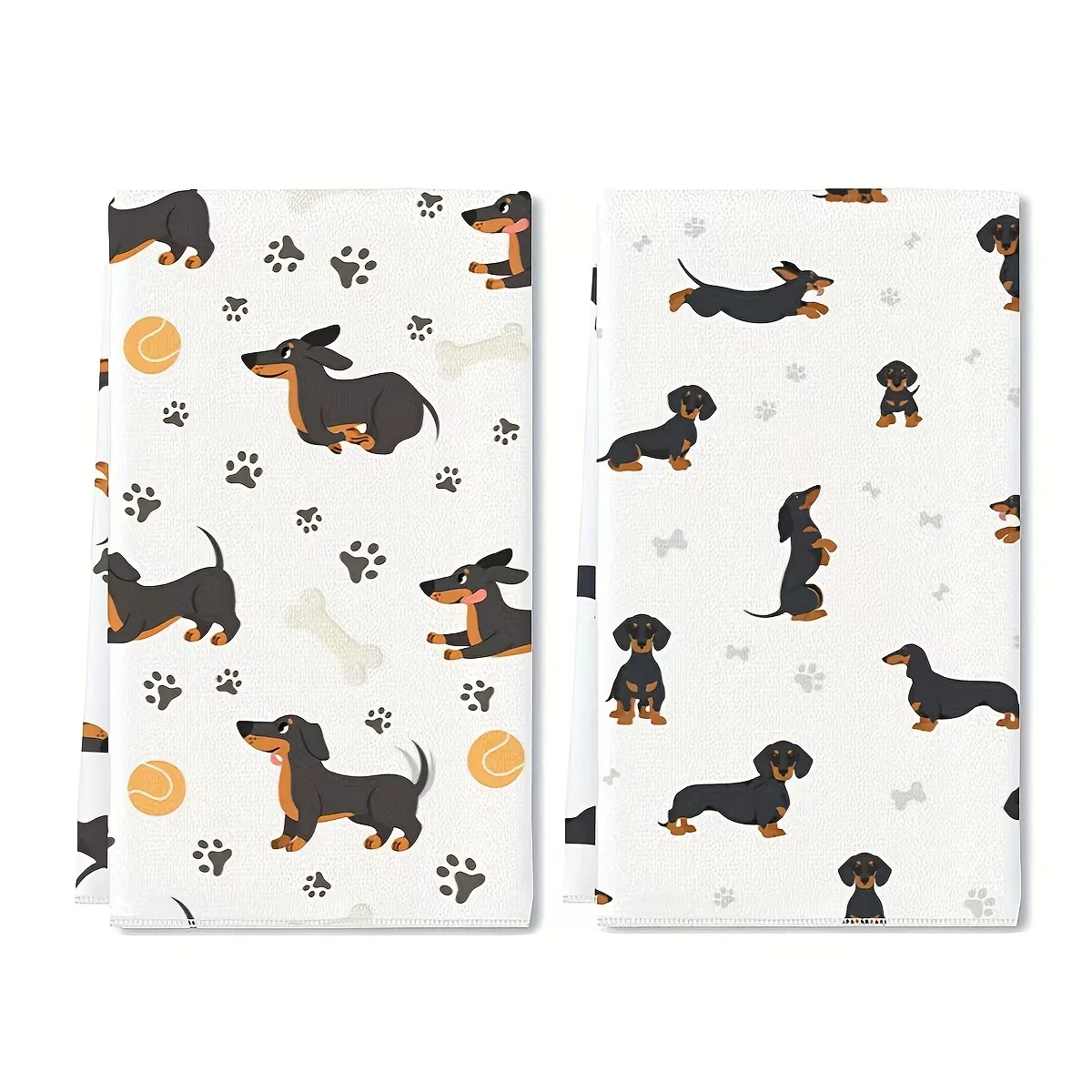 2Pcs, Cute Dachshund Kitchen Towels, 40Cm*60Cm Towel Set, Super Absorbent Soft Cleaning Cloth, Cooking and Baking Tea Towel, Hand Towel, Cleaning Cloth, Dishcloth, Kitchen Decoration, Living Room Decorations, Kitchen Essentials, Home Essentials