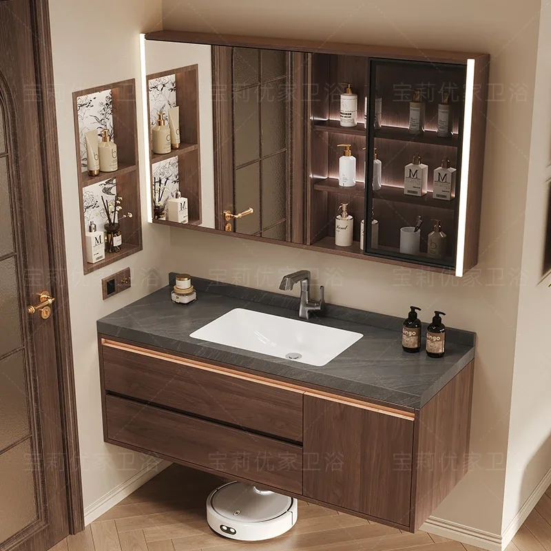Luxury Display Bathroom Cabinet Organizer Storage Mirror Accessories Partitions Cupboard Decorations Gabinete Room Furniture