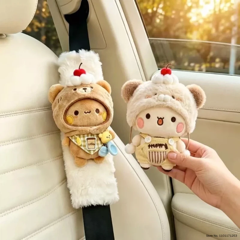 Cartoon Panda Bubu And Yier Plush Shoulder Pad Cute Panda Bubu And Dudu Car Seatbelt Cover, Plush Doll Decorative Festival Gift