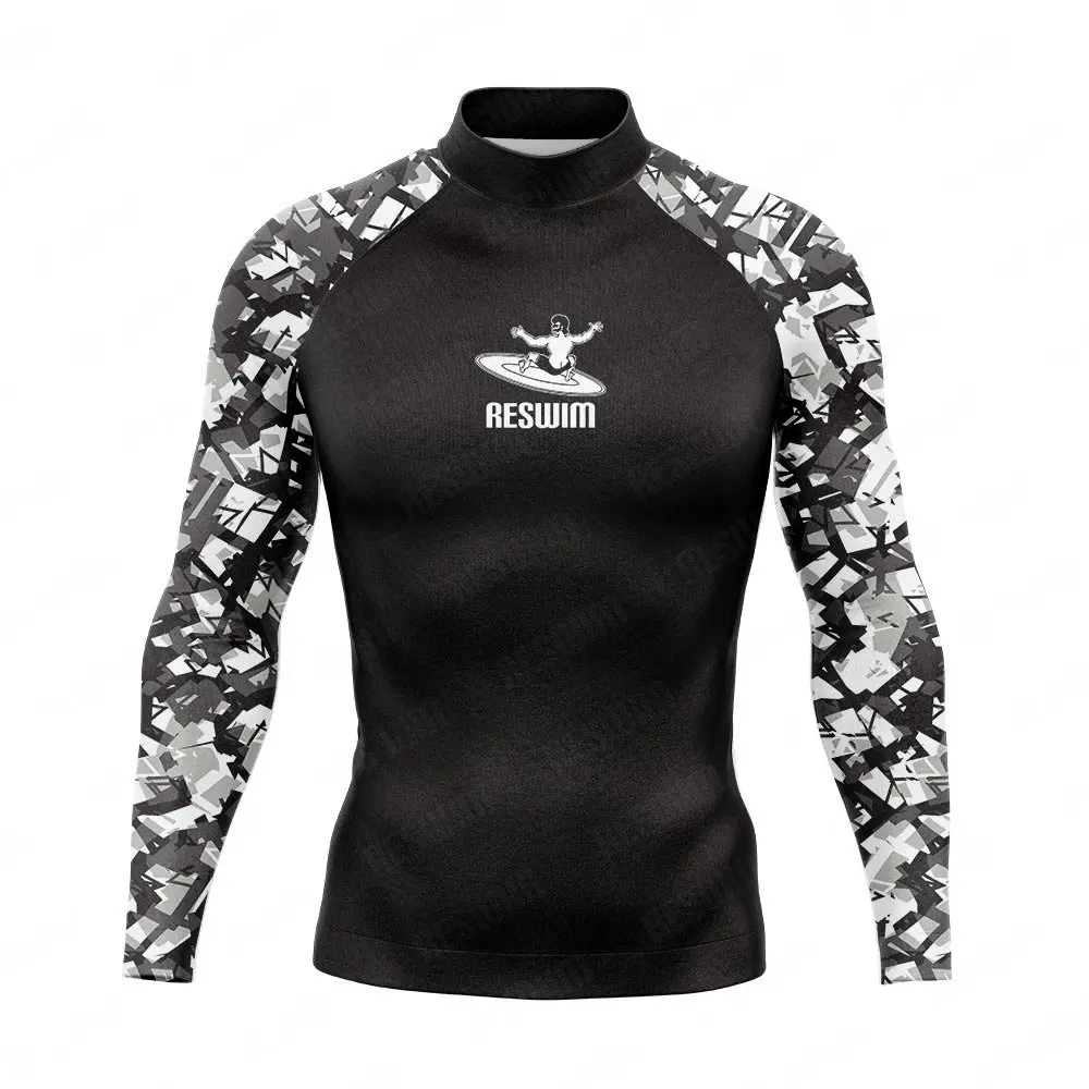 Men's Long Sleeve Surfing Beach T-Shirts Sun UV Protection Rashguard Swimsuit Basic Skin Surf Diving Swimming Tight Gym Clothes