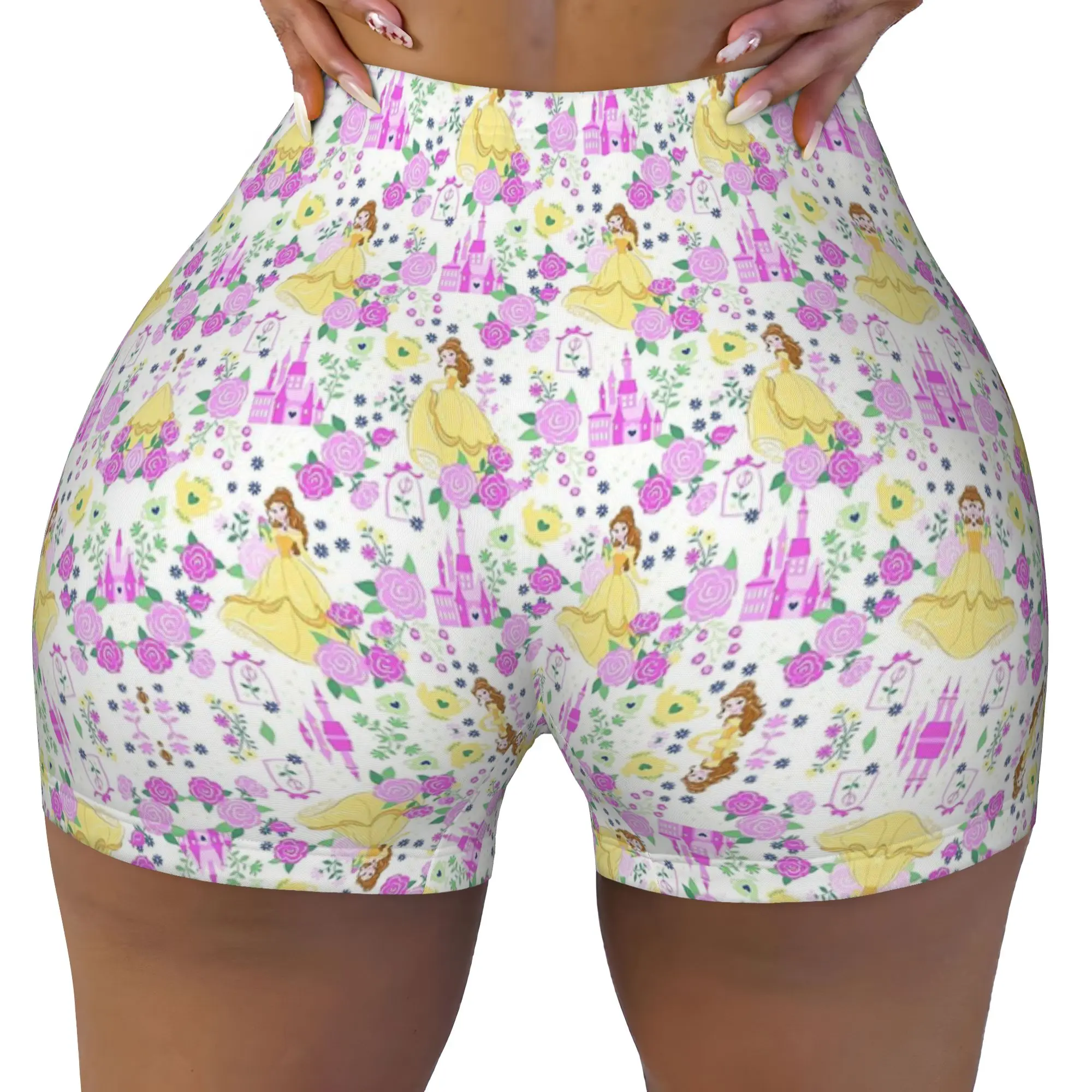 Custom Beautyes Anime Beastes Gym Volleyball Biker Shorts for Women Cartoon Workout Yoga Shorts