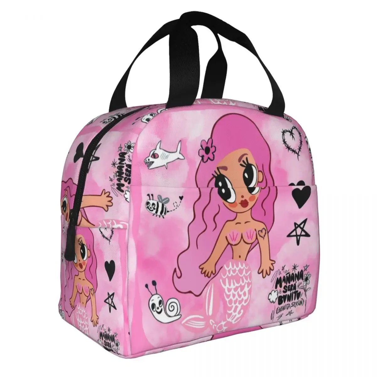 Karol G Pink Hair Bichota Bichota Heart Insulated Lunch Bags borsa termica riutilizzabile Large Tote Lunch Box Girl Boy College Outdoor