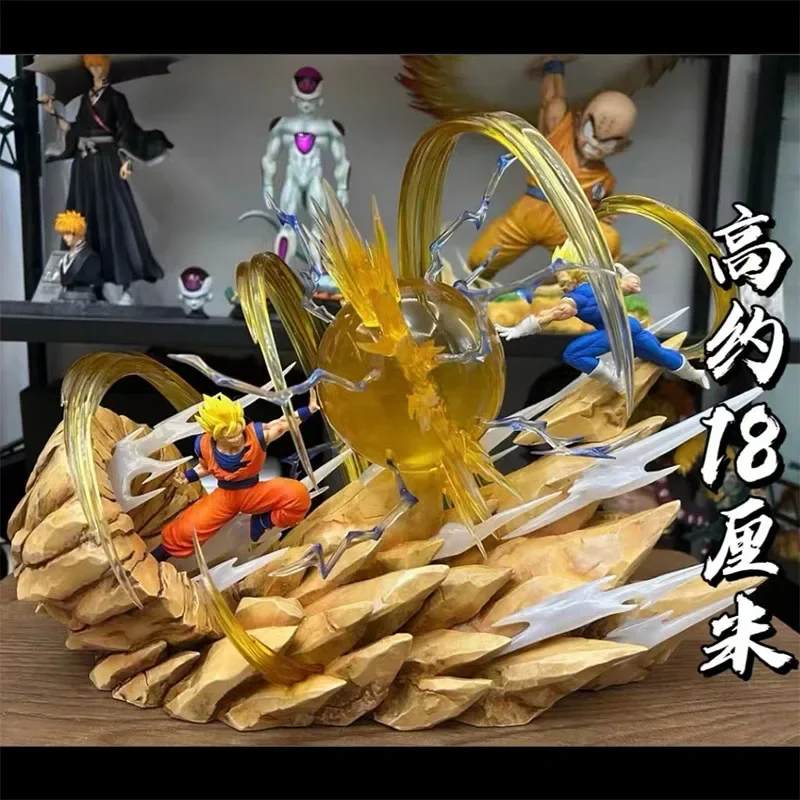 

In Spot Anime Figure Dragon Ball Goku Vs Vegeta Super Saiyan 2 Goku Majin Vegeta 18cm Action Figures Pvc Figurine Model Toys