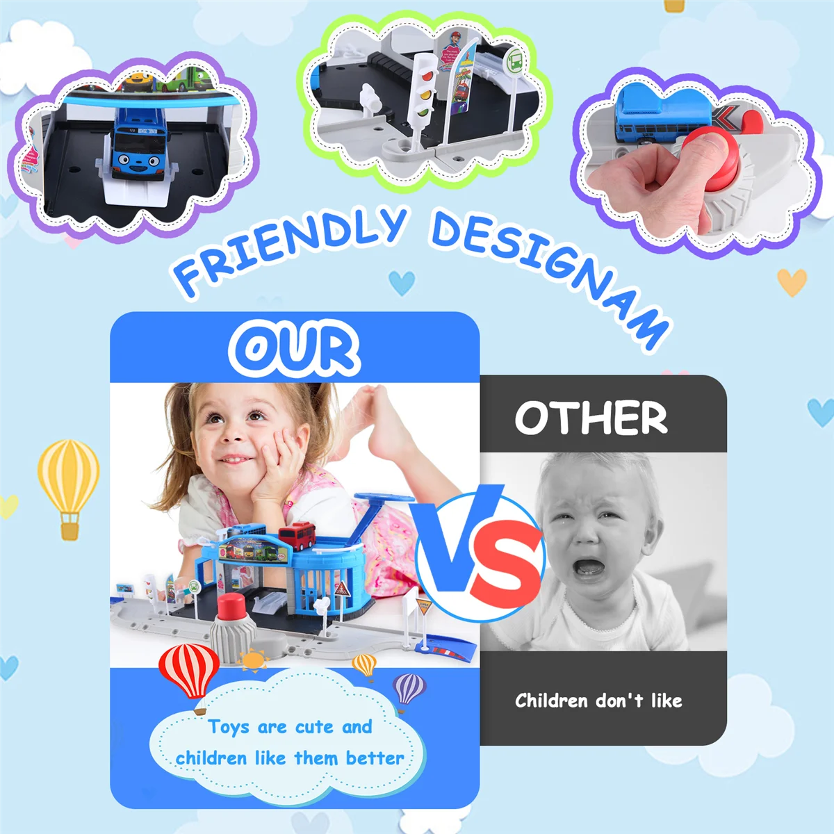 Набор ACKOR с героями мультфильмов Tayo the Little Bus, собранная автобусная станция, парковка, модель автомобиля для подиума с 2-мя мини-автобусами Tayo