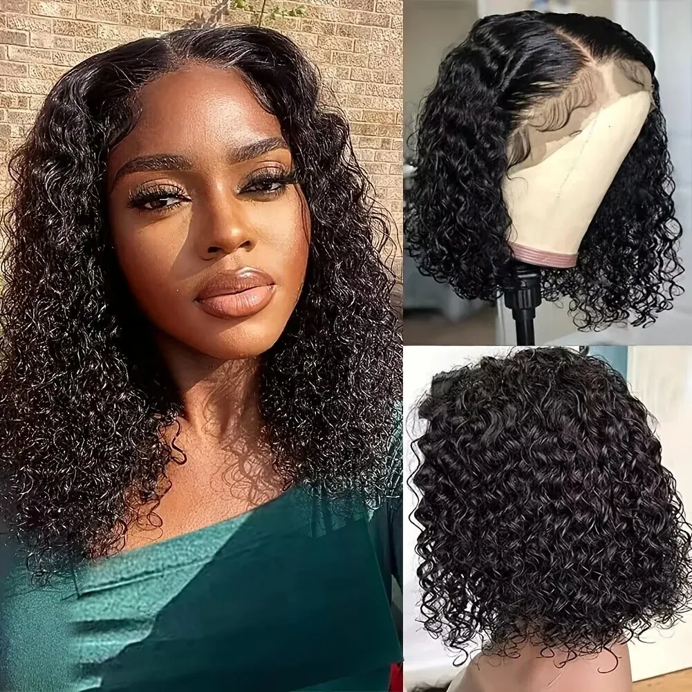 Short Bob Wig Kinky Curly T Part Wig Human Hair Wigs 13x5x1 Lace Wigs Pre Plucked Brazilian Curly Bob Wig Remy Natural Color