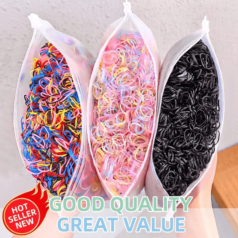 1000Pcs Colorful Mini Disposable Hair Bands - Elastic Rubber Ponytail Holders & Cute Fashion Hair Accessories for Daily Styling